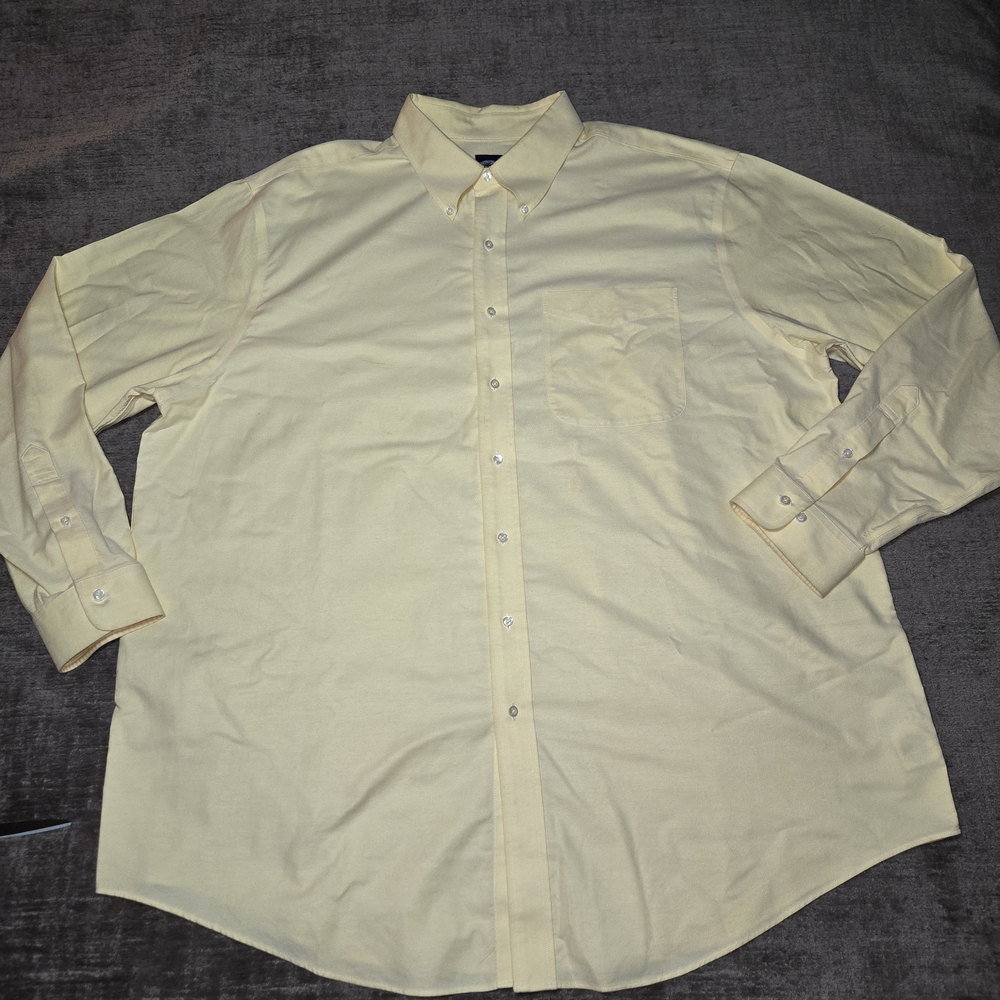 Brooks Brothers 1818 Yellow Regular Fit Supima Cotton Dress Shirt, Size 19 38/39